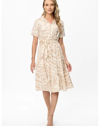 Rochie midi cu model Ellia, Bej