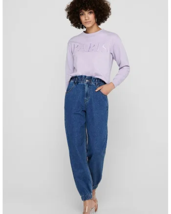 Bluza de trening cu text brodat, Violet deschis