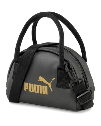 Geanta mica din piele ecologica cu bareta de umar si logo Core Up, Negru