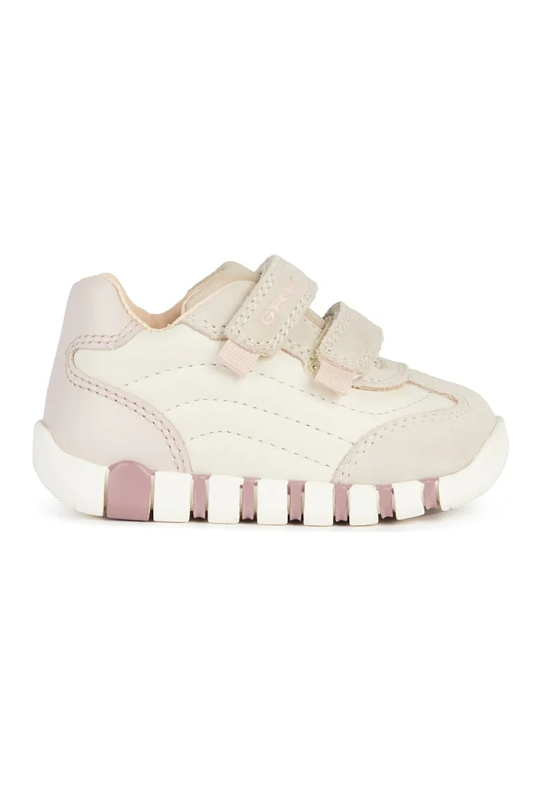 Pantofi sport din piele cu garnituri din piele intoarsa, Bej