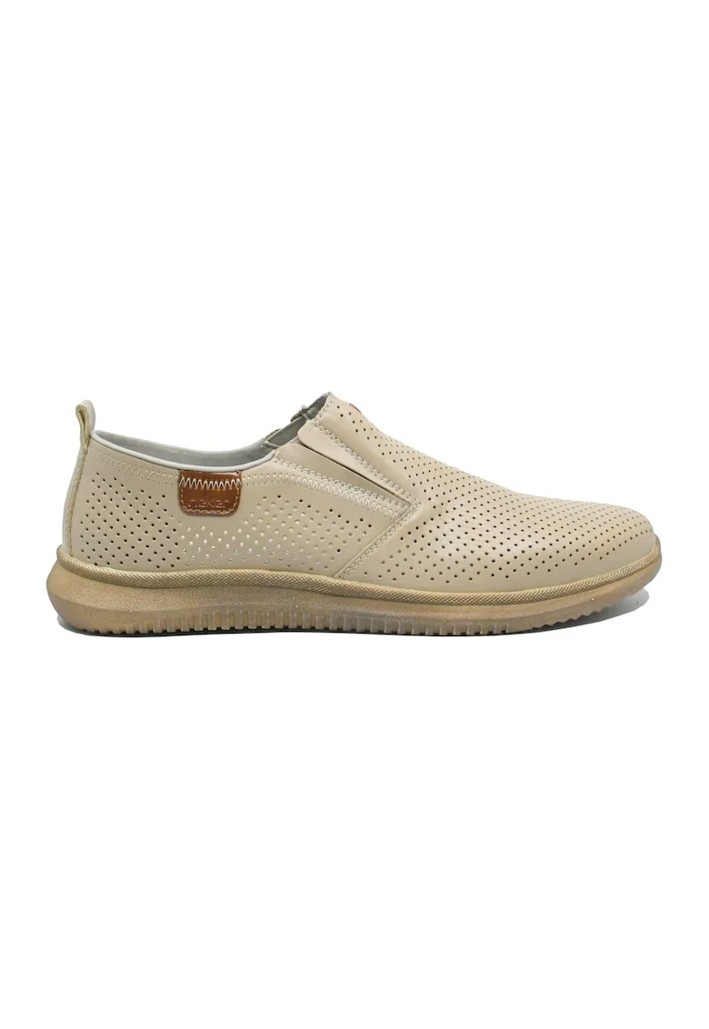 Pantofi barbati  bej din piele naturala cu calapod lat RIK10452-60, Bej