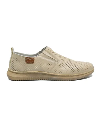 Pantofi barbati  bej din piele naturala cu calapod lat RIK10452-60, Bej