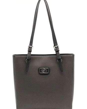 Geanta shopper de piele ecologica, Gri inchis
