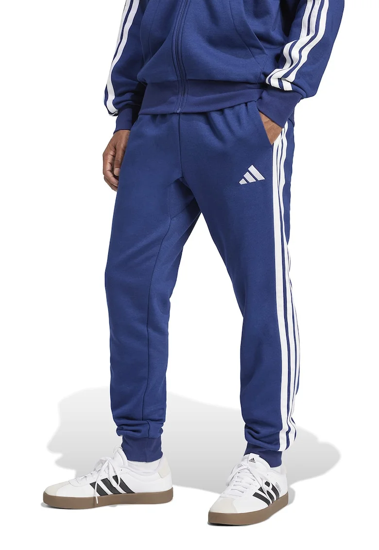 Pantaloni de trening cu logo si snur de ajustare, Alb/Albastru royal