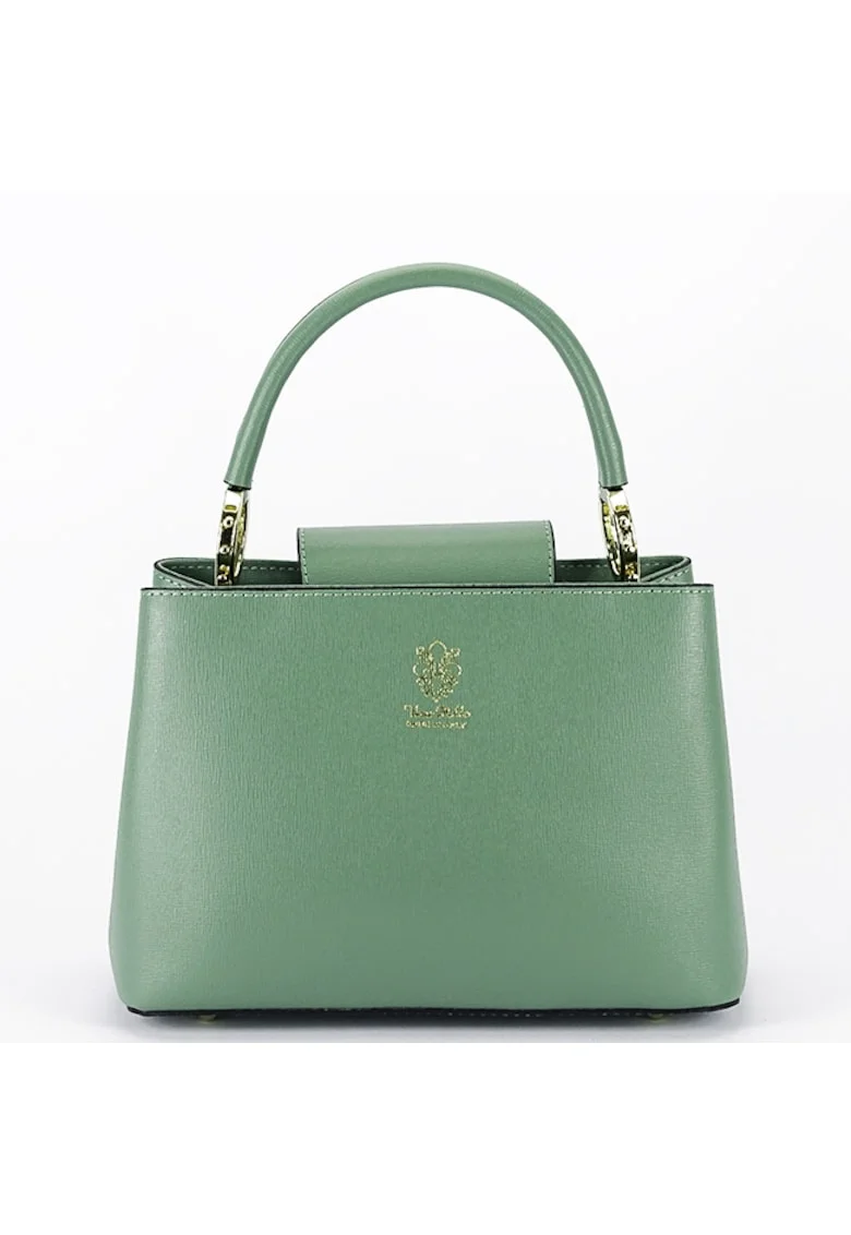 Geanta din piele naturala cu maner B-8950 119, Verde menta, 18x25x12