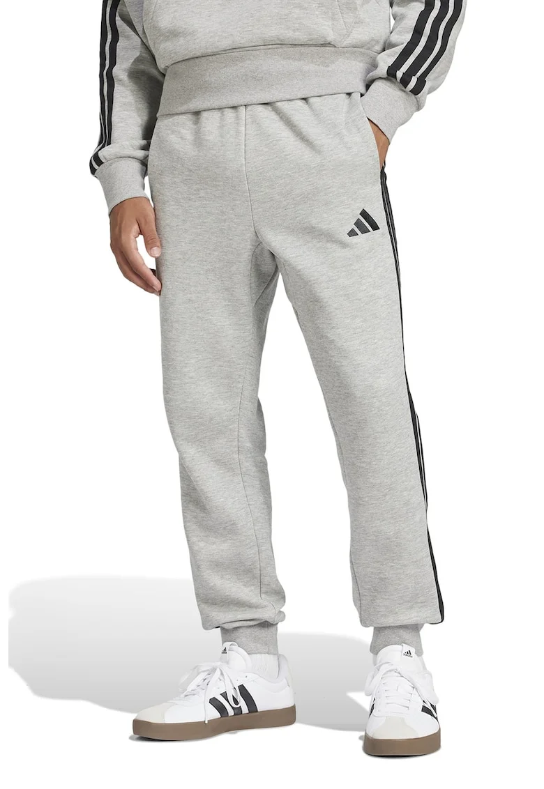 Pantaloni de trening cu logo si snur de ajustare, Negru/Gri deschis