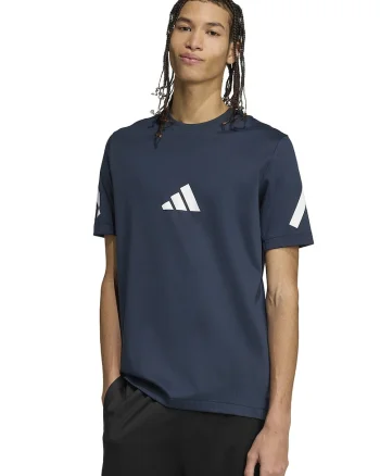 Tricou de bumbac cu model monograma Z.N.E, Alb/Bleumarin