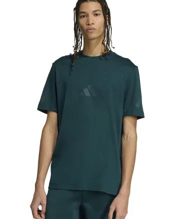 Tricou de bumbac cu model monograma Z.N.E, Verde padure
