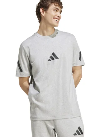 Tricou de bumbac cu model monograma Z.N.E, Negru/Gri deschis