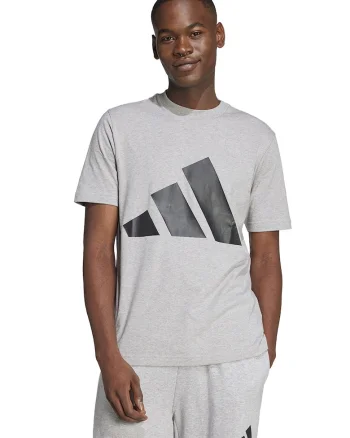 Tricou cu decolteu la baza gatului si imprimeu logo, Negru/Gri deschis