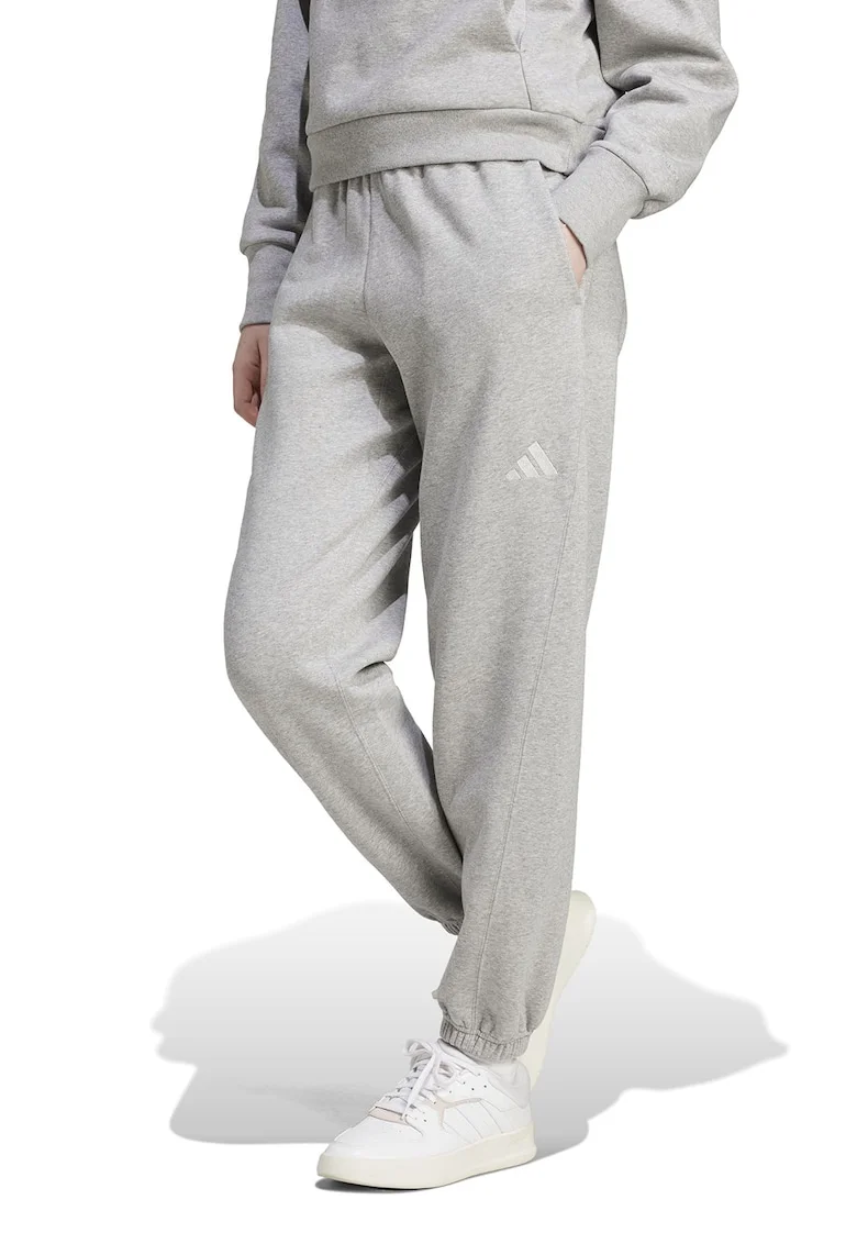 Pantaloni de trening din amestec de bumbac cu logo, Alb/Gri deschis