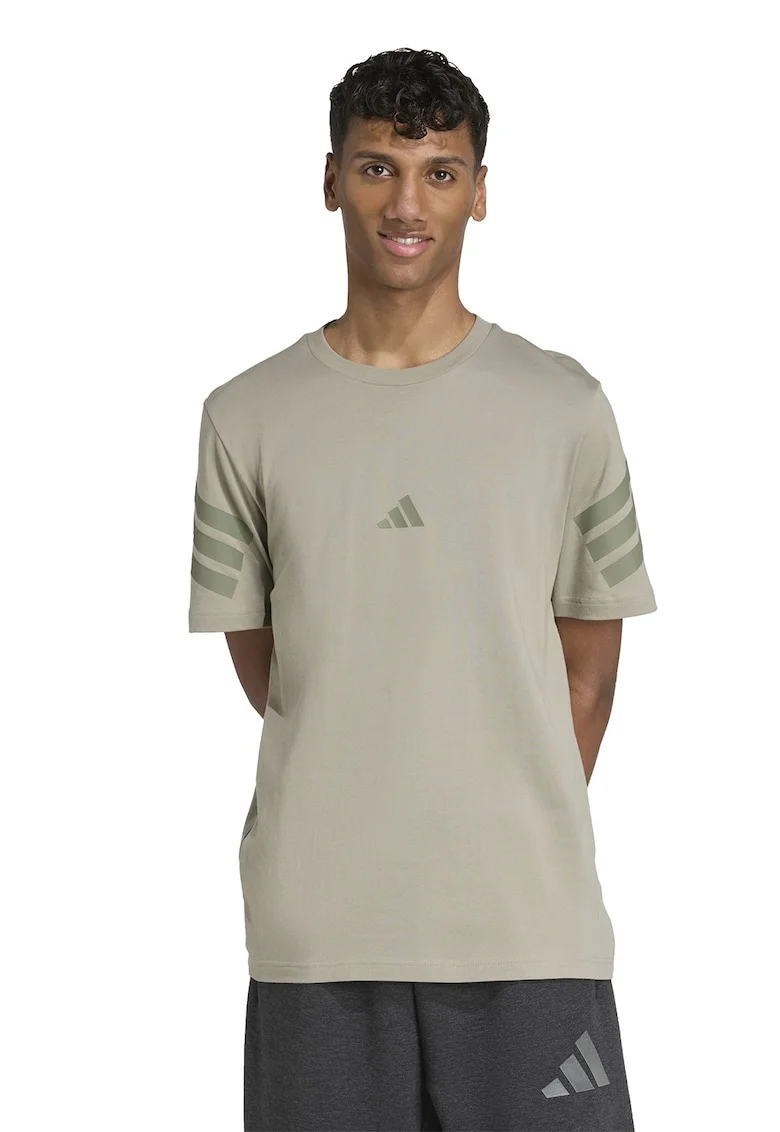 Tricou din bumbac cu 3 dungi Future Icons, Kaki