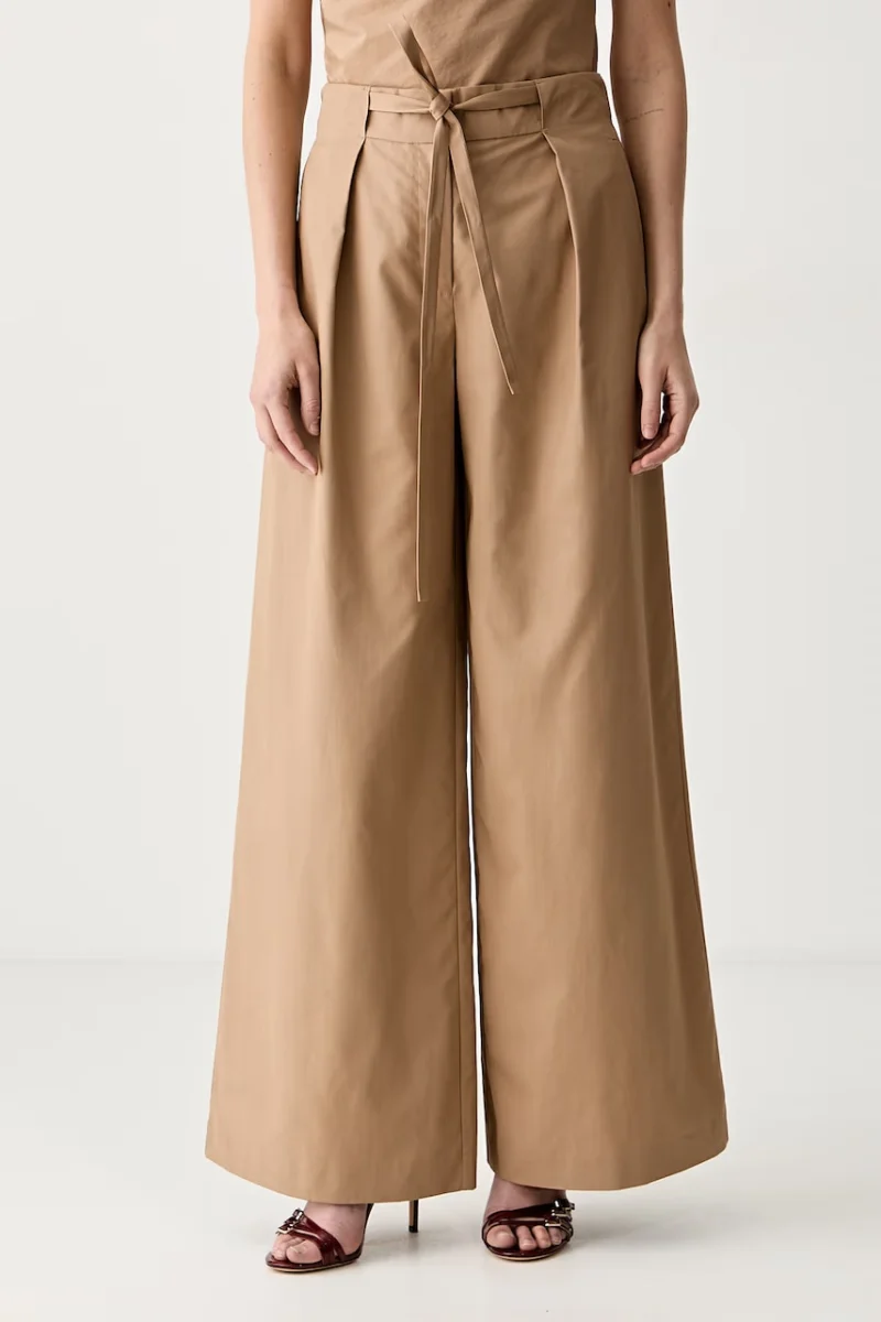 Karl Lagerfeld pantaloni wide leg pentru femei din bumbac