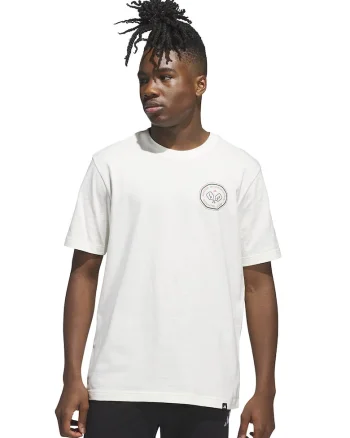 Tricou cu decolteu la baza gatului si imprimeu, Alb murdar