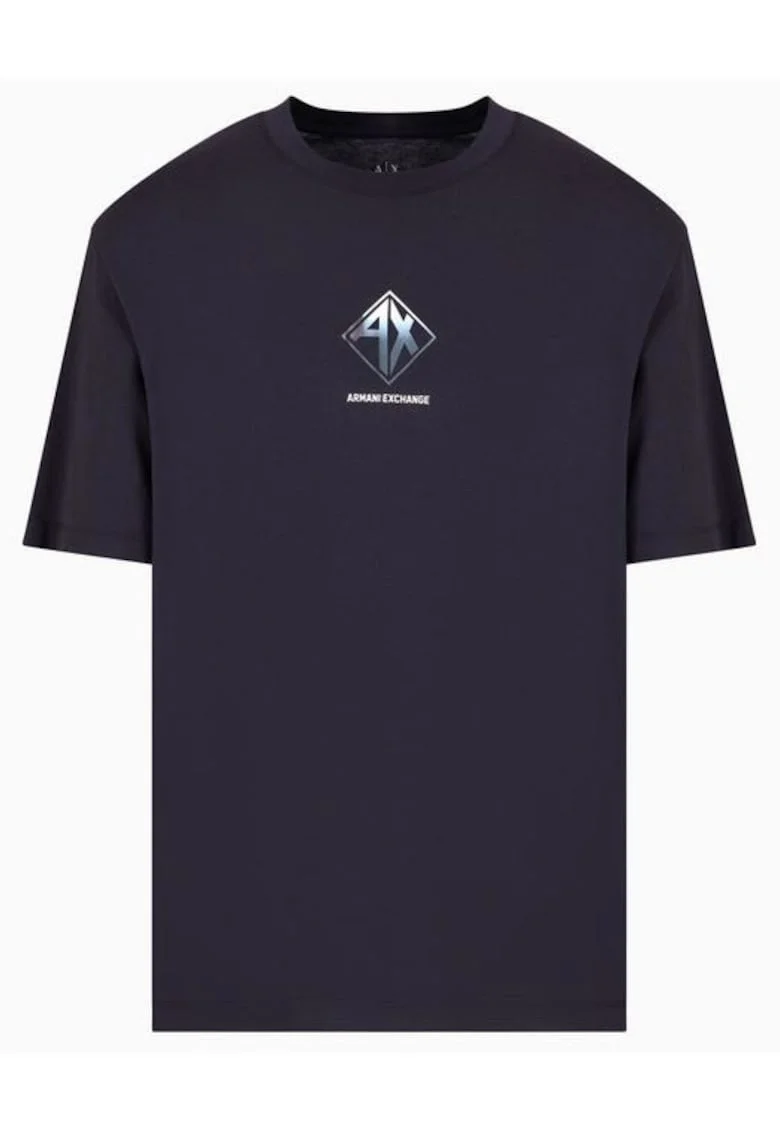 Tricou cu logo si decolteu la baza gatului