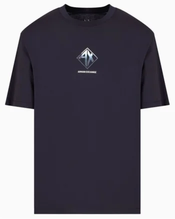 Tricou cu logo si decolteu la baza gatului