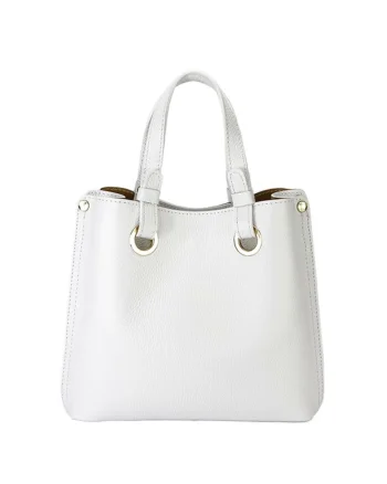 Geanta din piele naturala office/casual B-8916 129, Alb, 23x25x12