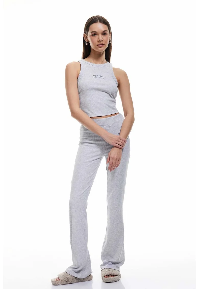 Top de pijama striat, Gri deschis melange