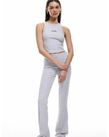 Top de pijama striat, Gri deschis melange