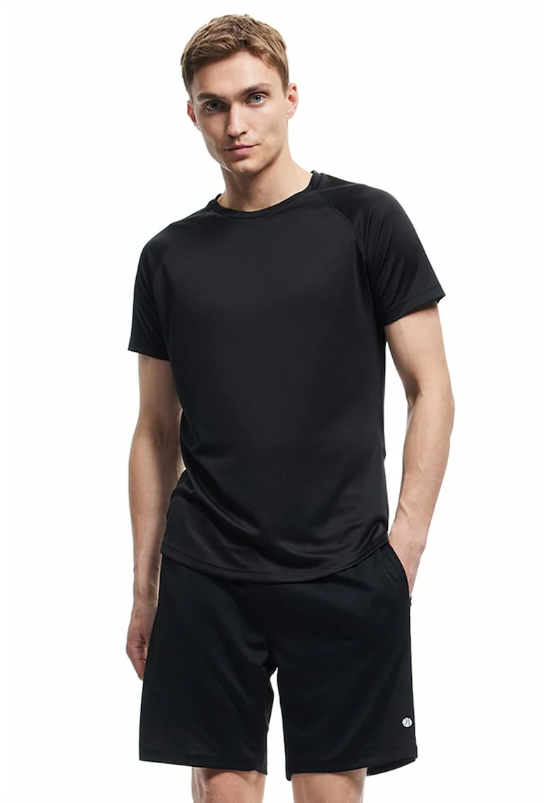 Tricou uni cu decolteu la baza gatului, Negru stins