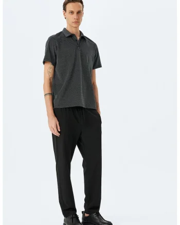 Tricou polo cu dungi, Negru/Alb optic
