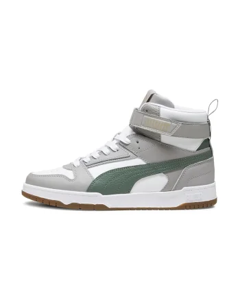 Pantofi sport high-top unisex cu insertii din piele RBD Game, Alb/Gri