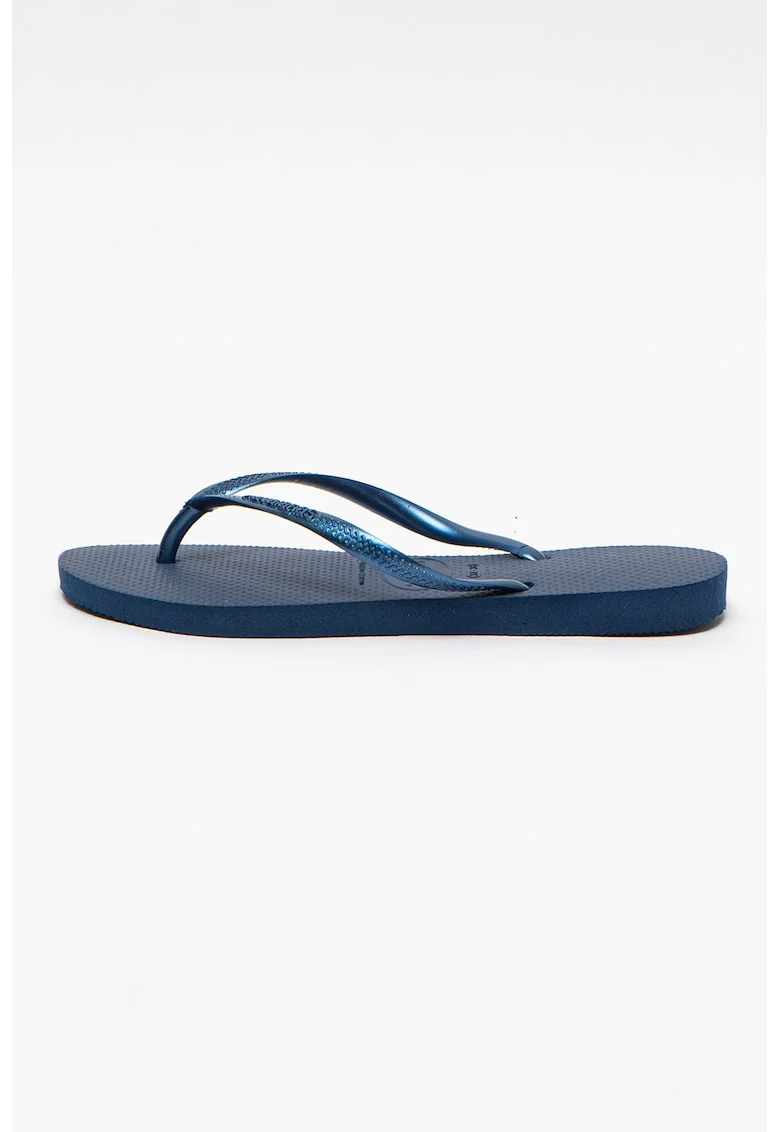 Papuci flip-flop cu logo in relief Slim, Bleumarin