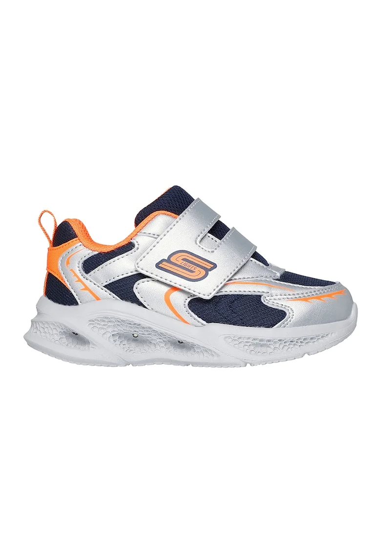 Pantofi sport cu inchidere velcro Meteor Lights Glow, Portocaliu/Argintiu