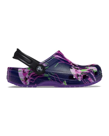 Saboti slingback cu model, Albastru indigo/Roz