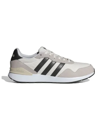 Pantofi sport Run 60s 4.0 cu insertii de piele intoarsa, Alb fildes/Negru