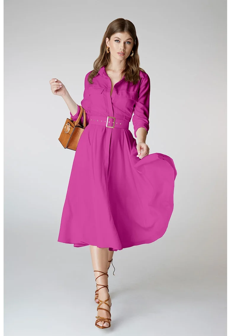 Rochie midi evazata cu o curea Classy