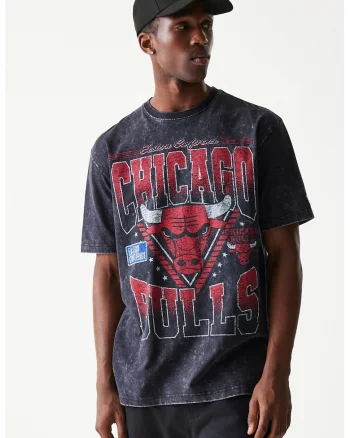 Tricou din bumbac Chicago Bulls NBA, Rosu/Alb/Negru melange