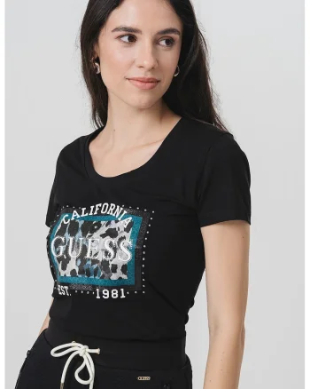 Tricou din bumbac cu imprimeu, Negru/Alb optic/Verde aquamarin