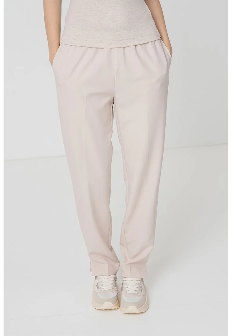 Pantaloni conici cu talie elastica, Maro nisip