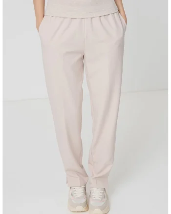 Pantaloni conici cu talie elastica, Maro nisip