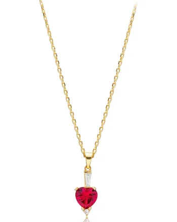 Colier din argint 925 cu cristale, Auriu/Fucsia