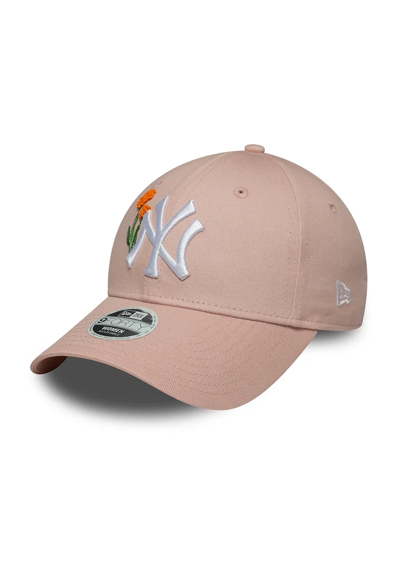 Sapca din bumbac cu detaliu brodat, pentru baseball, Roz pastel/Alb murdar