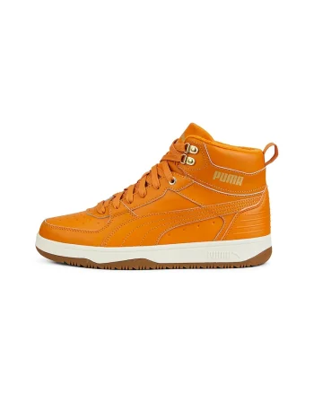 Pantofi sport mid-high de piele si piele ecologica Rebound Rugged, Portocaliu