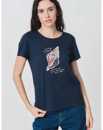 Tricou cu design grafic Alma, Bleumarin