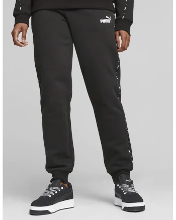 Pantaloni de trening cu benzi laterale cu logo Essentials, Negru stins