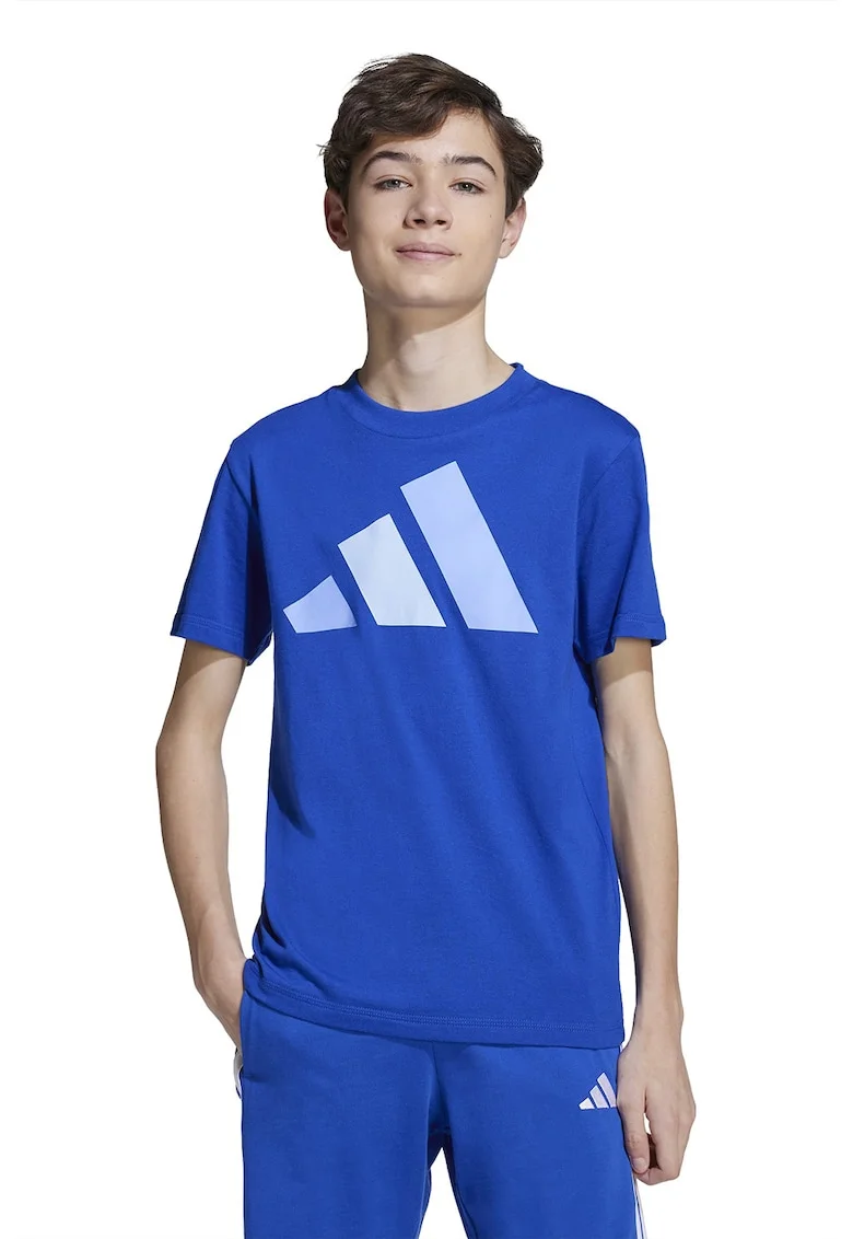 Tricou din bumbac cu imprimeu logo cauciucat, Albastru royal