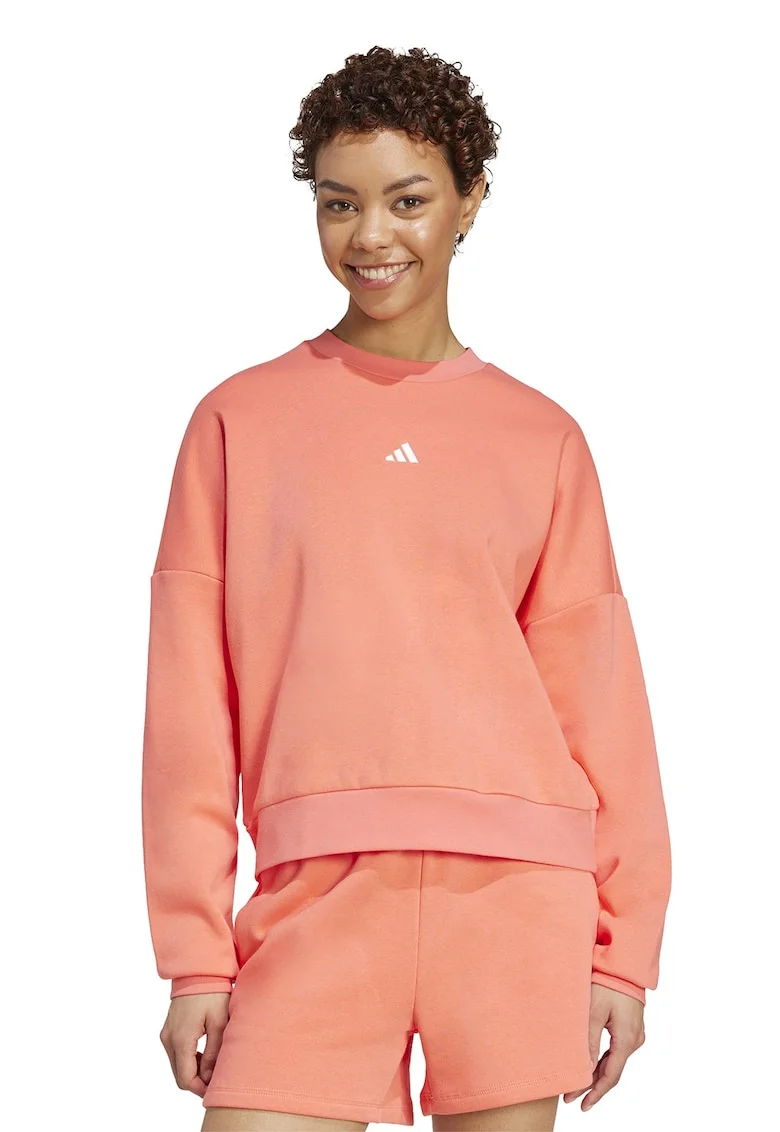 Bluza de trening lejera cu maneci cazute, Roz somon