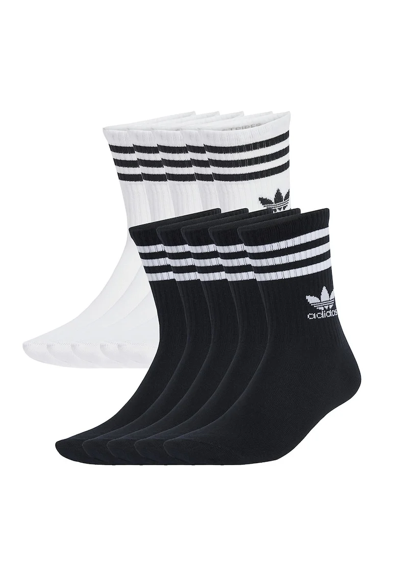 Set de sosete unisex cu logo - 5 perechi, Alb/Negru