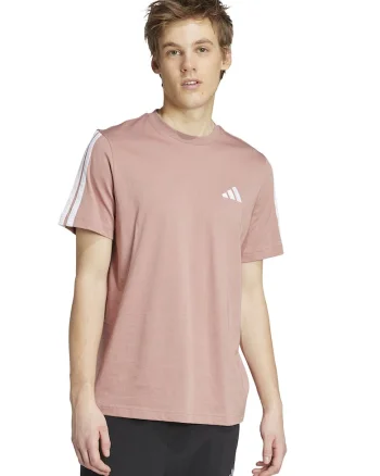 Tricou din bumbac cu decolteu la baza gatului, Alb/Roz prafuit