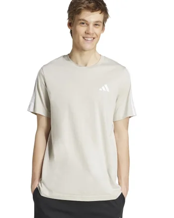 Tricou din bumbac cu decolteu la baza gatului, Alb/Bej deschis