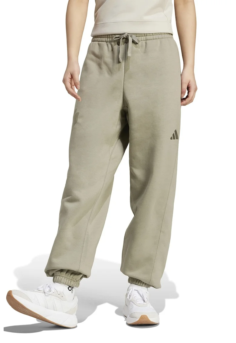 Pantaloni de trening din amestec de bumbac cu logo, Maro taupe deschis