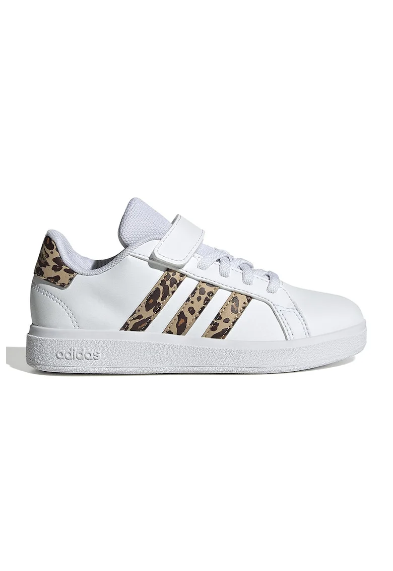 Pantofi sport din piele ecologica Grand Court 2.0, Alb/Maro inchis/Maro nisip