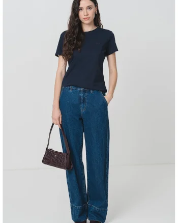 Tricou regular fit de bumbac Esogo, Albastru inchis/Bleumarin