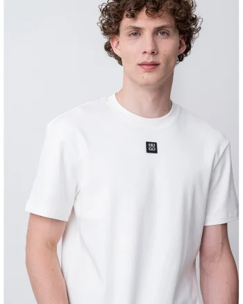 Tricou de bumbac cu decolteu la baza gatului Dalile, Alb