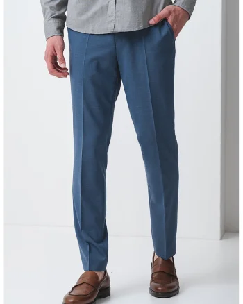 Pantaloni eleganti din amestec de lana, Albastru pastel